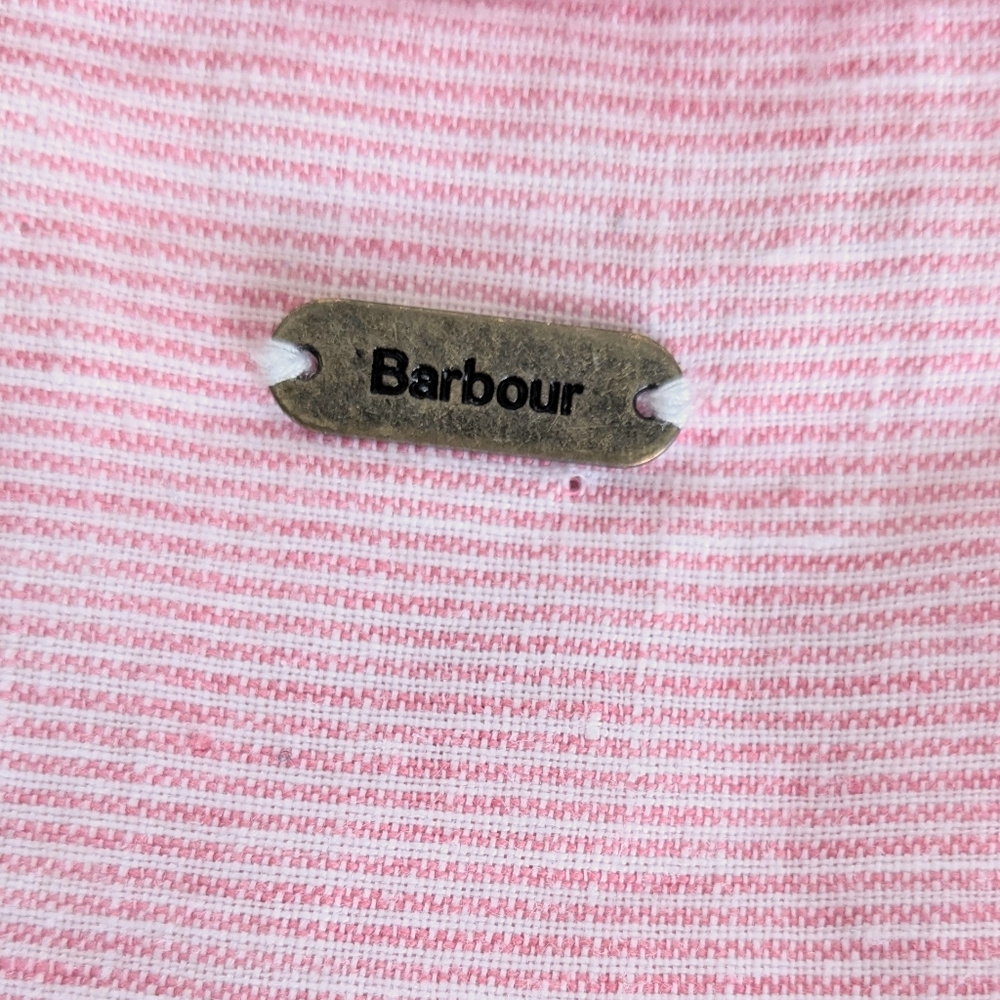 Barbour Linen Marine Button Up Shirt Size Medium - Picture 9 of 10